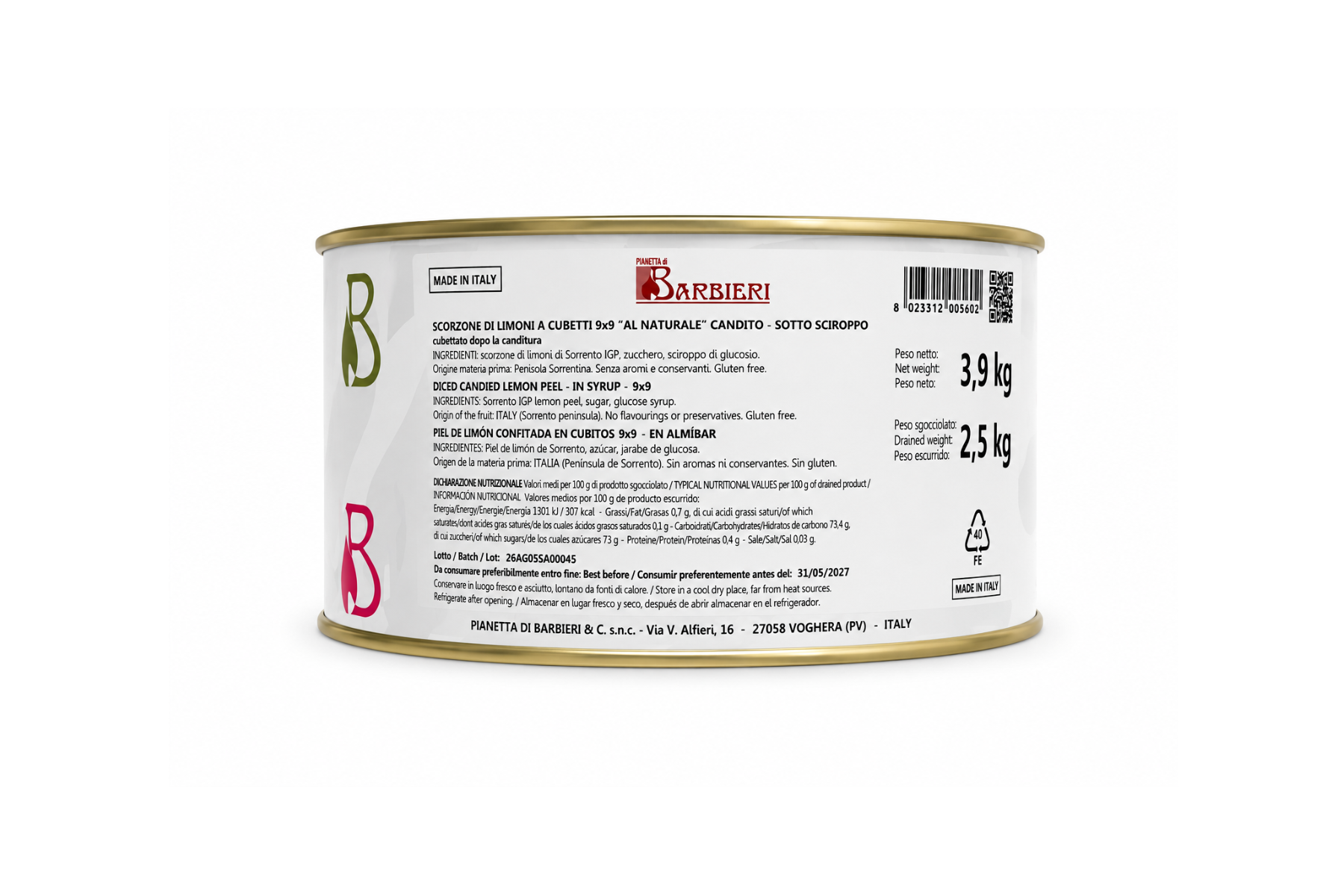 Scorzone Limone di Sorrento IGP 9X9 kg 3.9