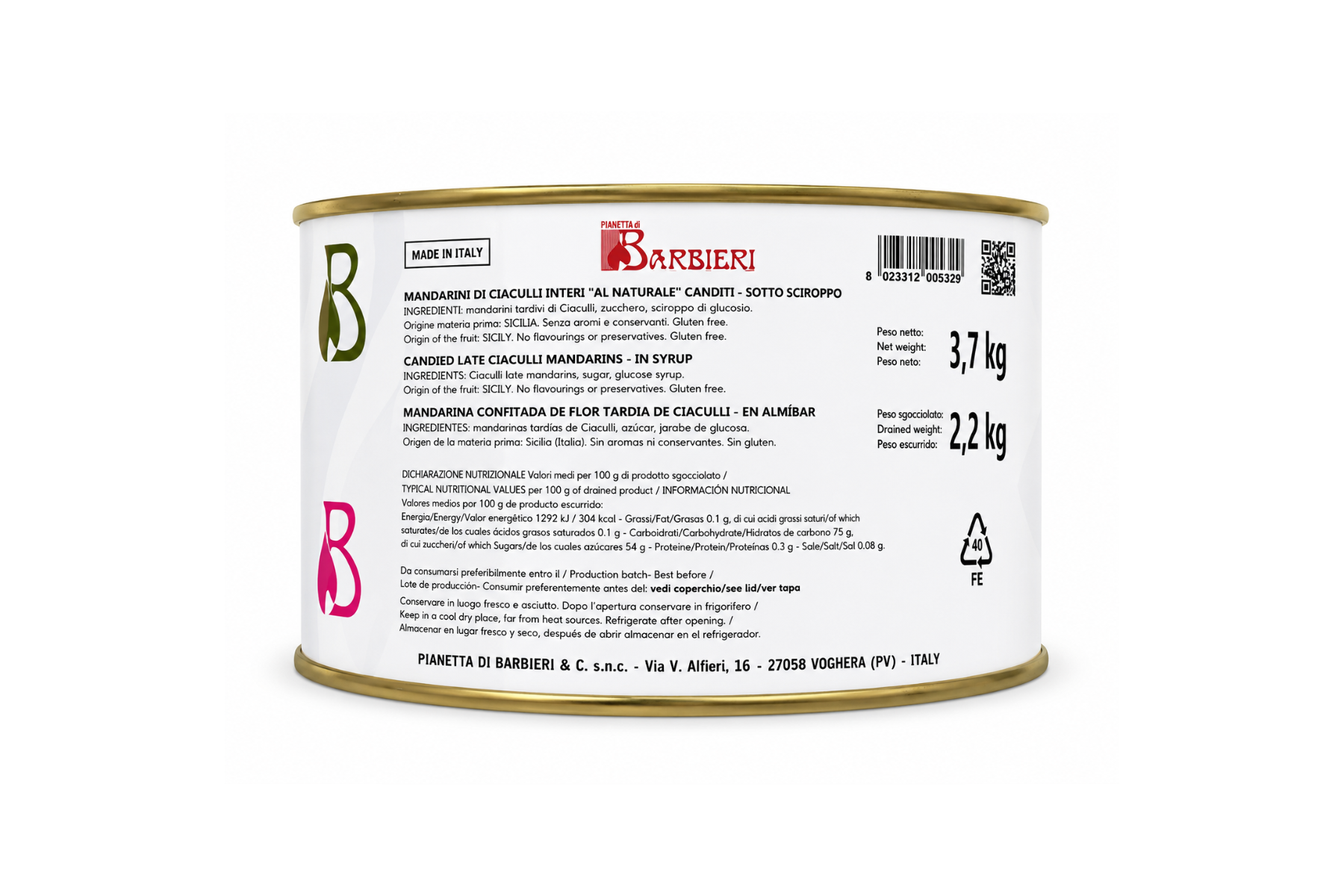 Mandarini Ciaculli Interi al Naturale 3.7 kg