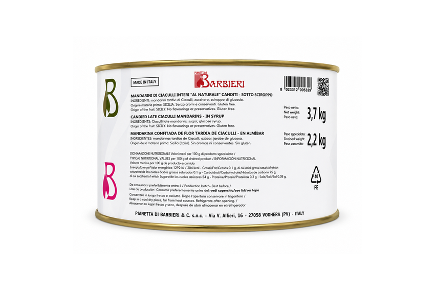 Pasta Mandarini Ciaculli al Naturale kg 3