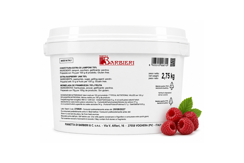 Confettura Extra Lamponi 70% kg 2.75